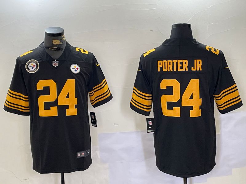 Men Pittsburgh Steelers #24 Porter jr Black 2024 Nike Limited NFL Jersey style 3